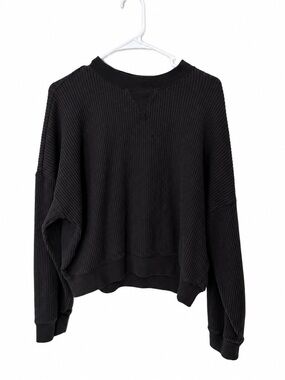 GAP Women’s Waffle Knit Crewneck Sweatshirt Size M Dark Brown Oversized Pullover